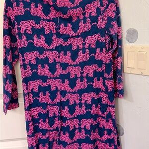 Lilly Pulitzer Navy and Bright Pink Elephant Print Top